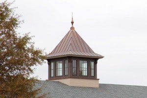 A 12' wide square cupola built with heavy timber frame structure