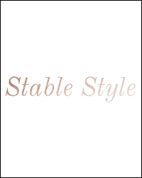 Text logo reading Stable Style in a light brown, elegant serif font on a white background with a thin black border, evoking the refined charm of a luxury horse barn.