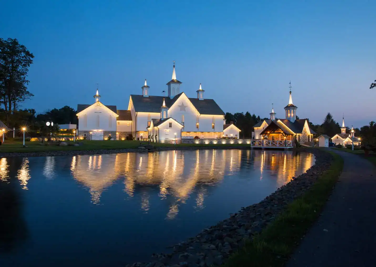 star barn at night star barn in elizabethtown, pa sitting beneath a night sky with lights throughout the property illuminated